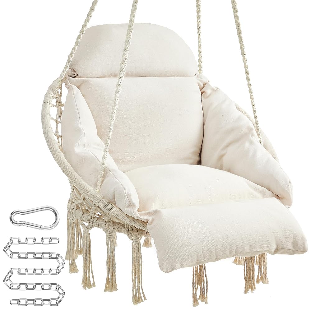 SONGMICS Hanging Chair with Large, Thick Cushion
