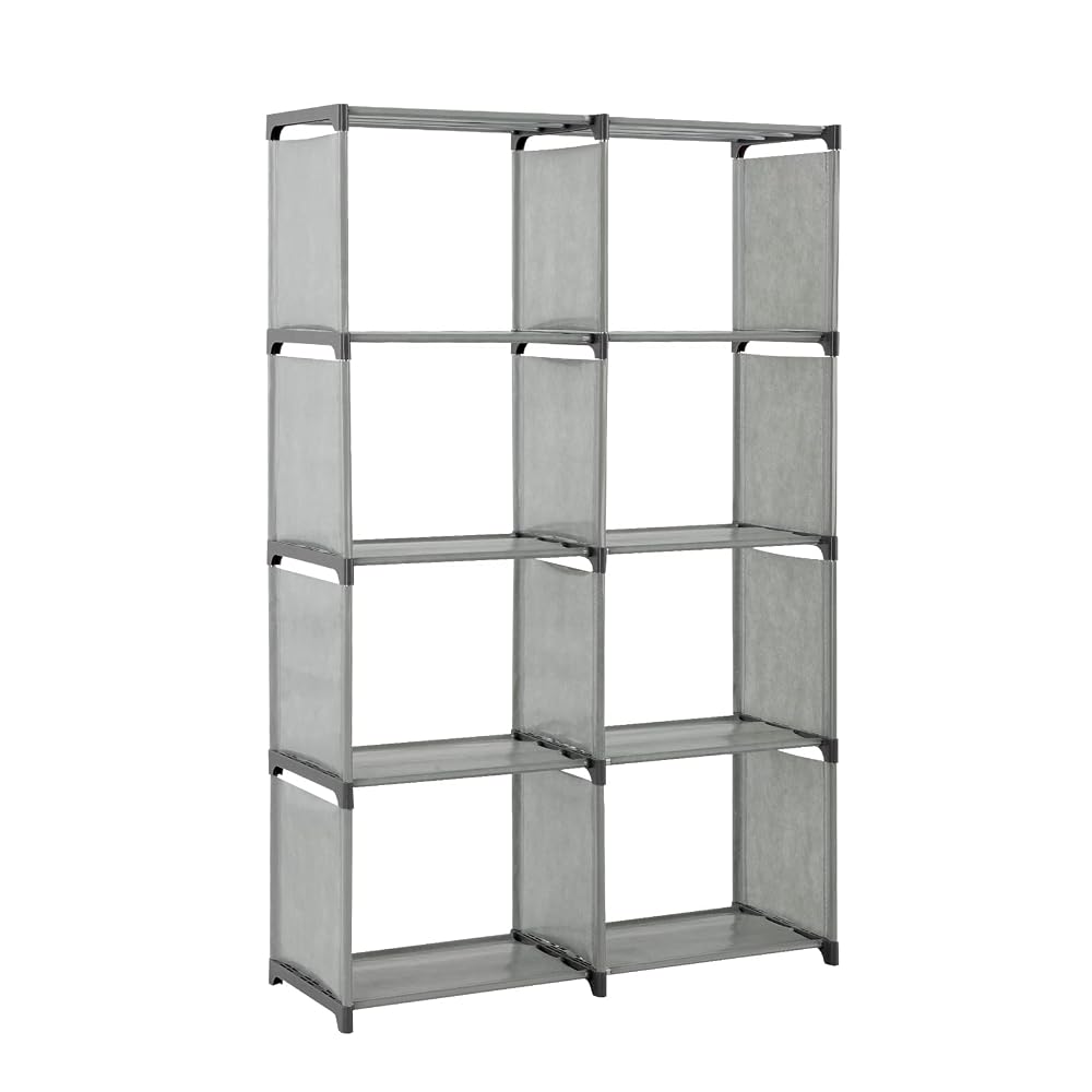 YORKING 5 Tier Modern Book Shelves Storage Bookcase, Display Shelving Unit, Grey