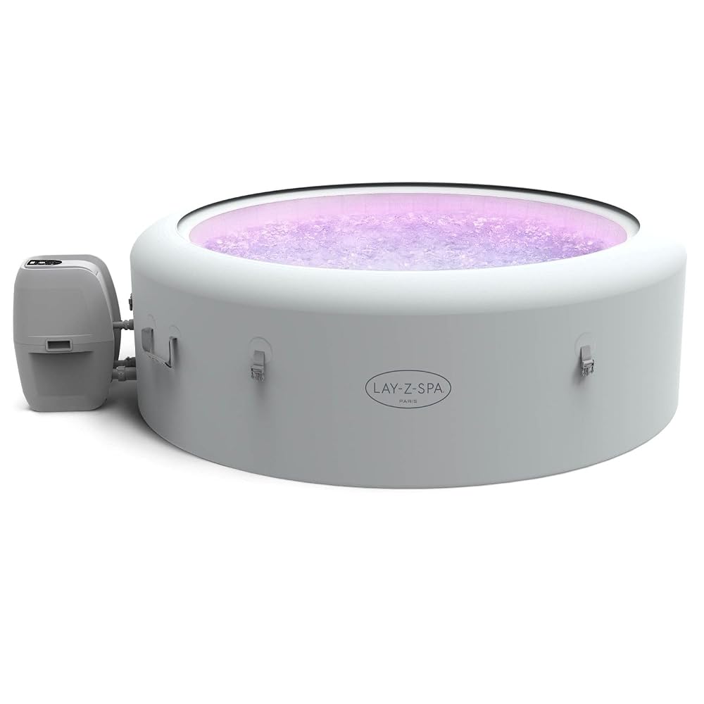 Lay-Z-Spa Paris AirJet Inflatable Hot Tub Spa with LED Lights, 4-6 Person