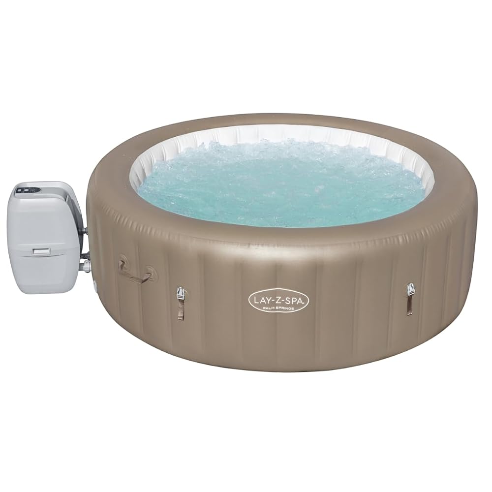 Lay-Z-Spa Palm Springs Hot Tub, 140 Inflatable Spa with Freeze Shield Technology, Beige, 4-6 Person