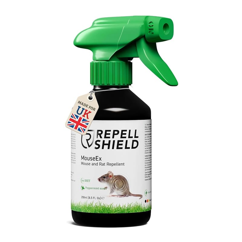 RepellShield Rat & Mouse Repellent Spray - Alternative to Mouse Traps 250ml, Non-Staining Formula, Peppermint Oil, Family & Pet Safe