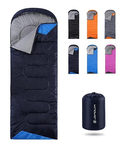 Sleeping Bags for Adults Backpacking Lightweight Waterproof- 3 Seasons Cold Weather Sleeping Bag for Girls Boys Mens for Warm Camping Hiking Outdoor Travel Hunting with Compression Bags(Navy Blue)