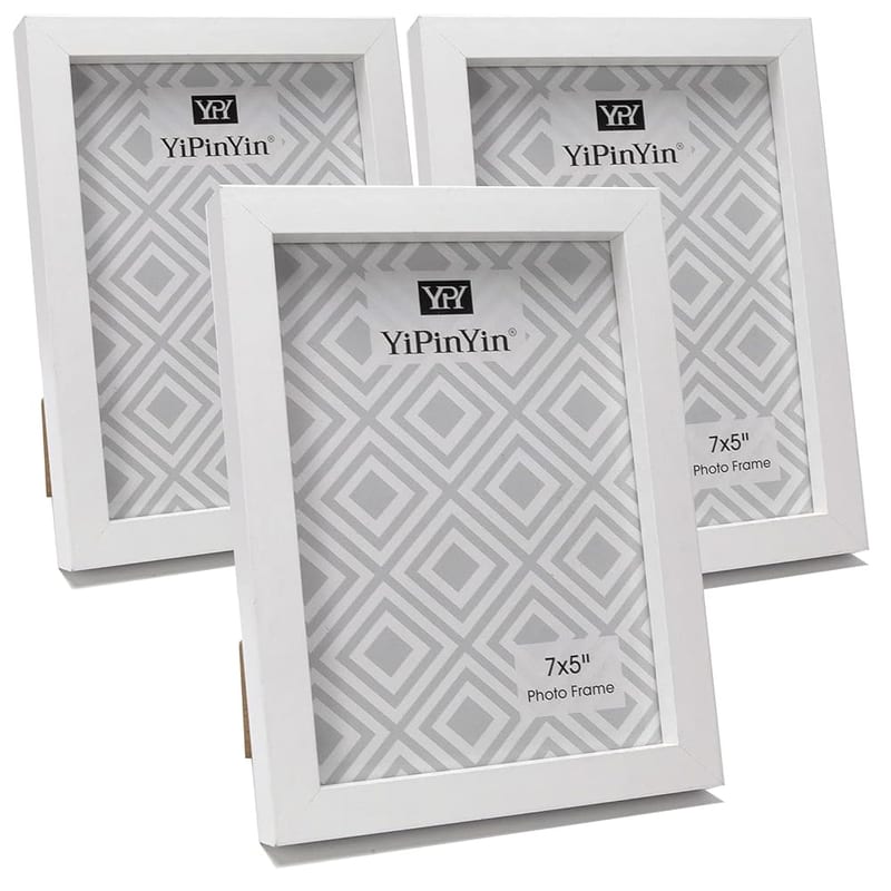 7x5 Inch Photo Frames Set of 3, White Boxed Gallery Picture Frames for Wall or Tabletop Display