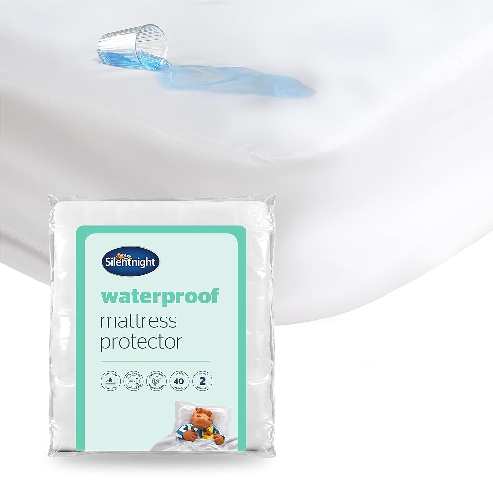 Silentnight Waterproof Mattress Protector, Quiet Rustle-Free Moisture Proof Mattress Pad Cover, Machine Washable and Hypoallergenic, King, White