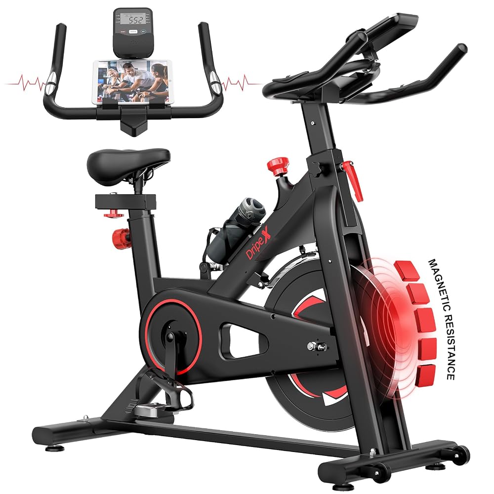 Dripex Exercise Bike for Home Training, Adjustable Resistance, Belt Driven