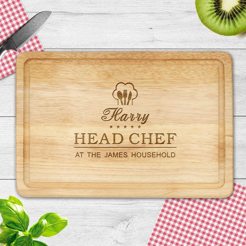 Personalised Chopping Board | Cheese Board | Oak Wooden Cutting Board - Wedding Gift Laser Engraved Housewarming Gift, Custom Anniversary, Mothers Day Gift for Couples & Families (Head Chef)
