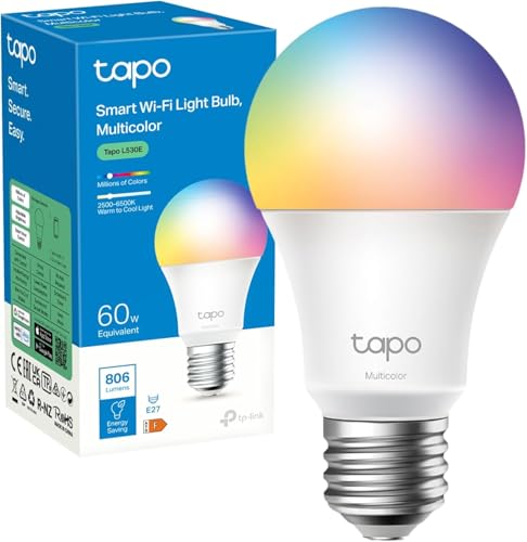 TP-Link Tapo L530E Smart Wi-Fi LED Bulb, E27, Colour Changing, Works with Alexa and Google Home, No Hub Required