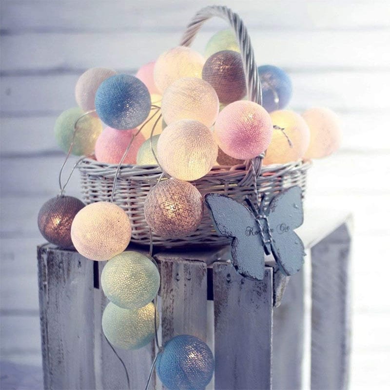 Zodight Fairy Lights LED String Lights Plug in Indoor - 3.8M 20 Pcs Cotton Ball String Lights