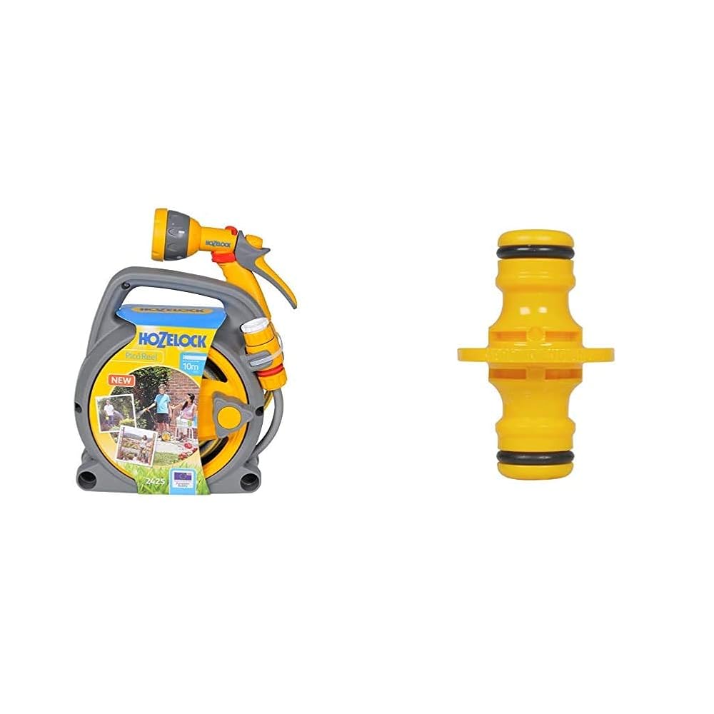Hozelock Pico Reel & Double Male Connector, 10m Hose