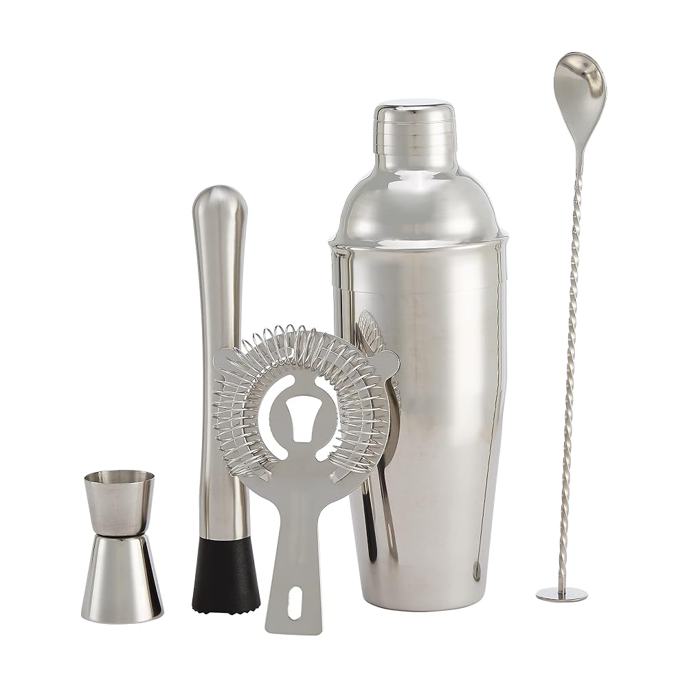 Cocktail Shaker Set, 750 ML Stainless Steel Cocktail Mixing Set with Stand, Bartending Kit for Home, Bar, 12 Pieces Bar Tool Kit
