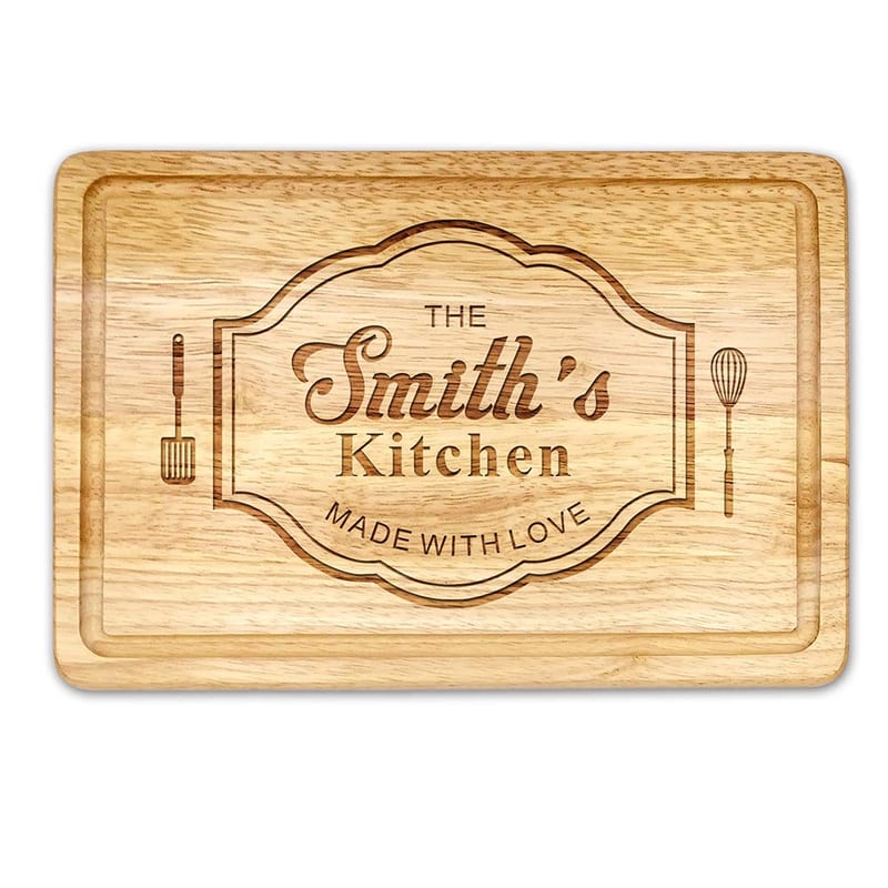 Personalised Wooden Chopping Board, Oak Cheese Board, Gift for Wedding, Anniversary, Birthday, Any Message Engraved (Design 3)