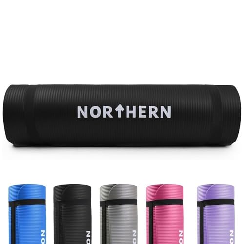 NORTHERN Yoga Mat, Soft Foam 10mm Extra Thick, Lightweight, Non-Slip Large Surface Exercise Mat for Pilates, Gymnastics, Workout & Home Gym Training, Includes Carry Strap