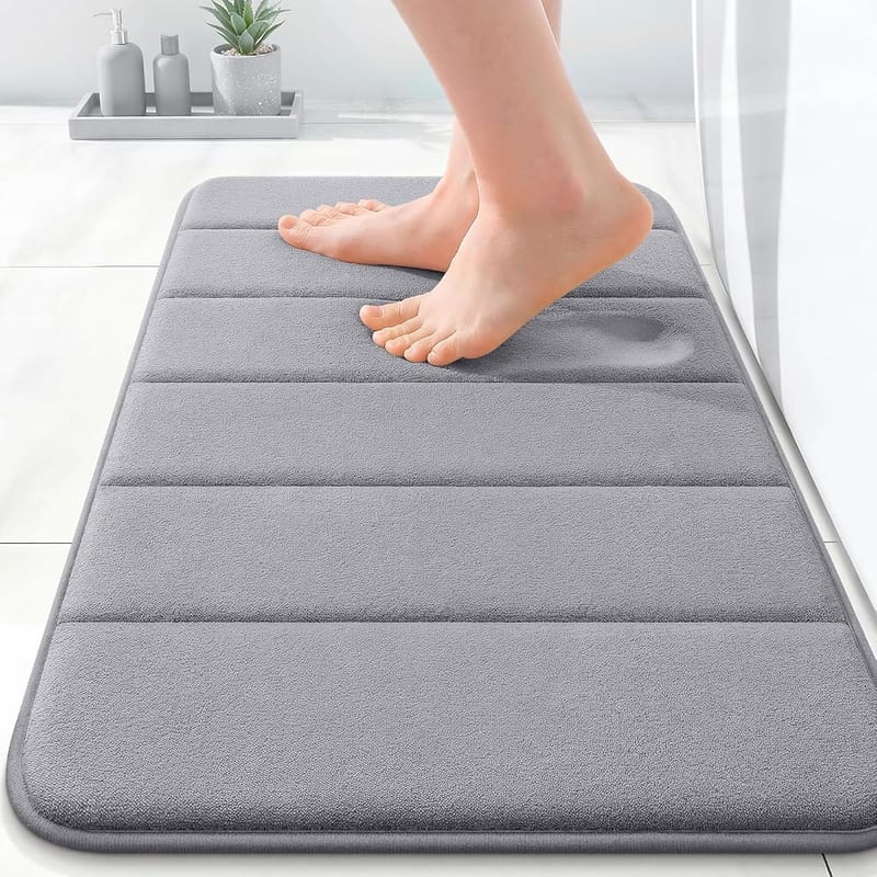 smiry Memory Foam Bath Mat, 40 x 60cm, Extra Soft Non-Slip Super Absorbent, Dark Grey