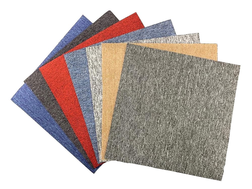 Carpet Tiles 50 x 50cm, 5m² Heavy Duty, Retail Office Shop Commercial Flooring, Red