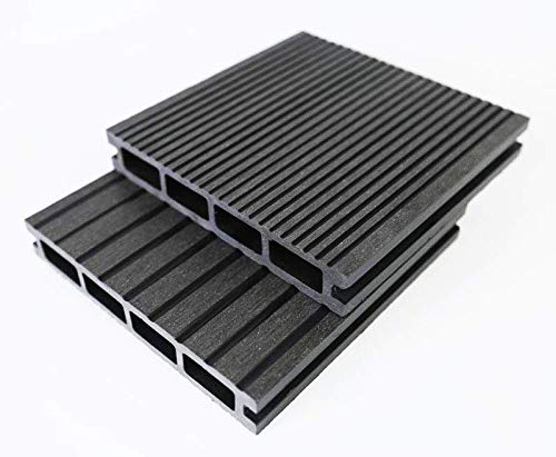 THISISWHOLESALE Composite Decking Board, Grey/Black/Ash Wood Grain Effect