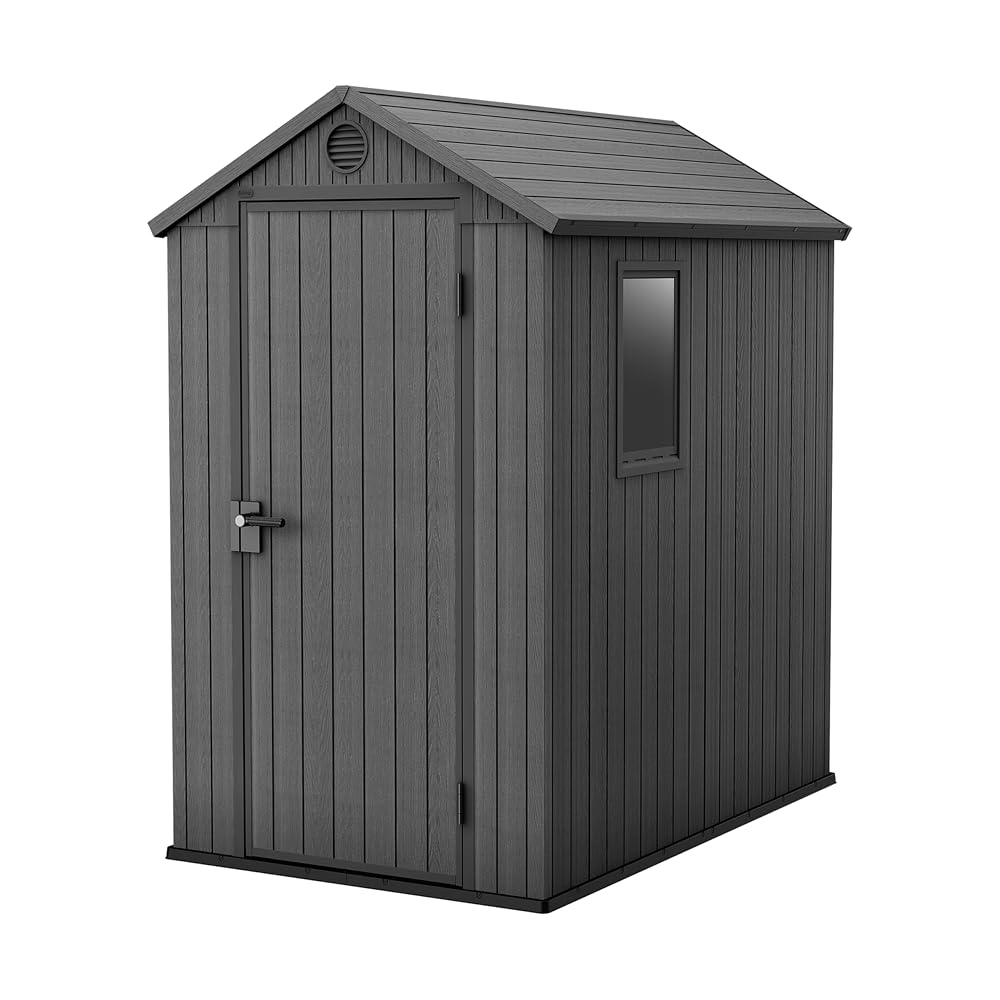 Keter Darwin Outdoor Apex Single Door Garden Storage Shed, 6 x 4ft