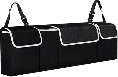 TANNESS Car Boot Seat Organiser with Adjustable Straps - Storage Accessories Organisers - Seat Back Protectors, Medium Large Interior Travel Storage, Foldable Cargo Net Car Backseat Cover Gadgets