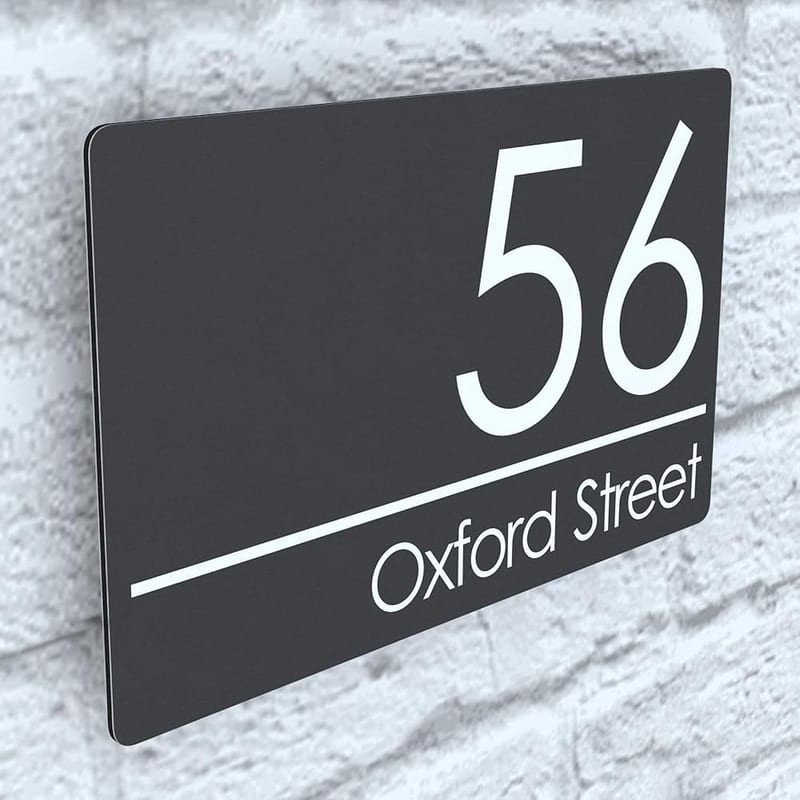 K Smart Sign Exalted Composite Aluminium Floating House Sign Plaque Number, 200mm x 130mm, Anthracite Grey