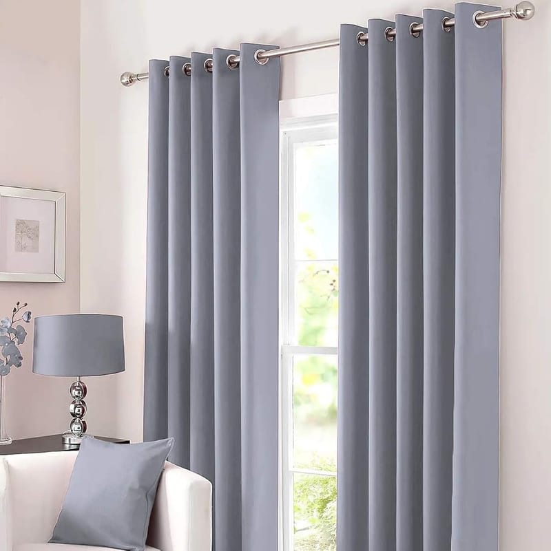 Kinfolk Textile Blackout Thermal Eyelet Ring Top Insulated Pair of Curtains Including 2 Tiebacks, Grey Silver, 66in x 54in