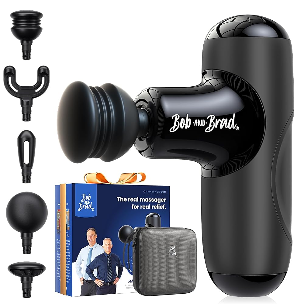 Bob and Brad Q2 Mini Massage Gun, Pocket-Sized Deep Tissue Massager with Carry Case