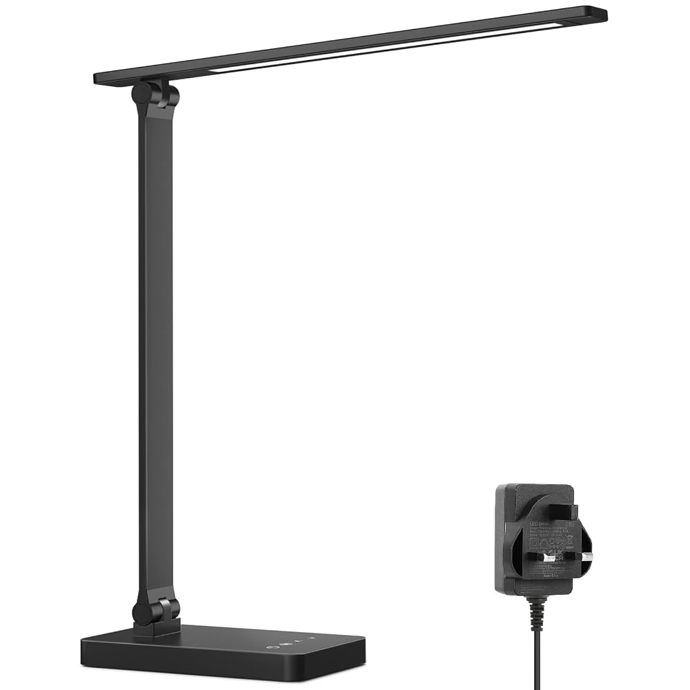 Lepro LED Desk Lamp with Power Adapter, 9.2W 750lm, 5 Brightness Levels x 5 Colour Modes, Touch Control