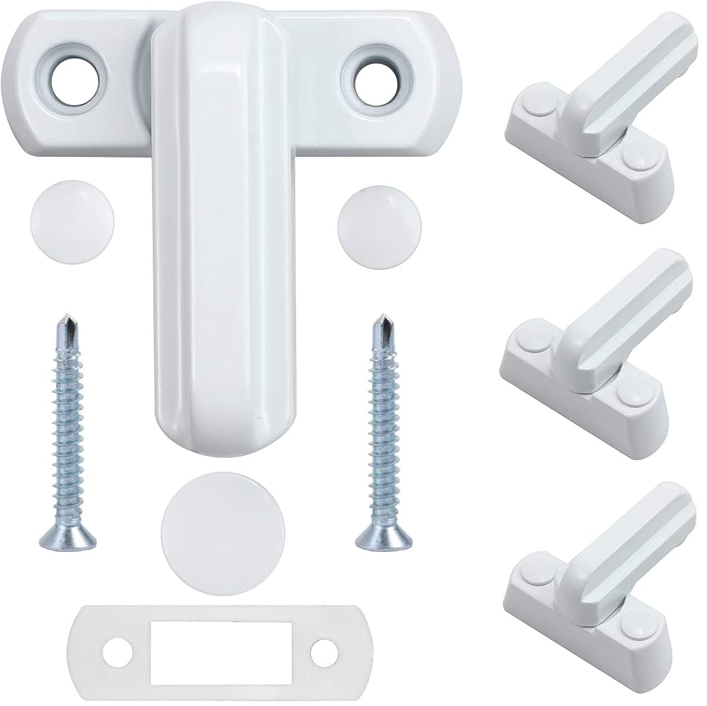 4 Pack Sash Jammer Blocker — Door & Window Lock Anti-Theft Security for PVC/uPVC Windows and Doors, White