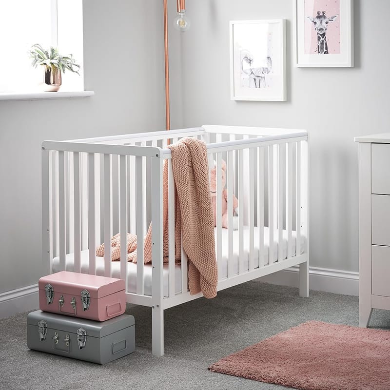 Obaby Bantam Cot Bed - White - Convertible Baby Cot to Toddler Bed with Adjustable Mattress Base