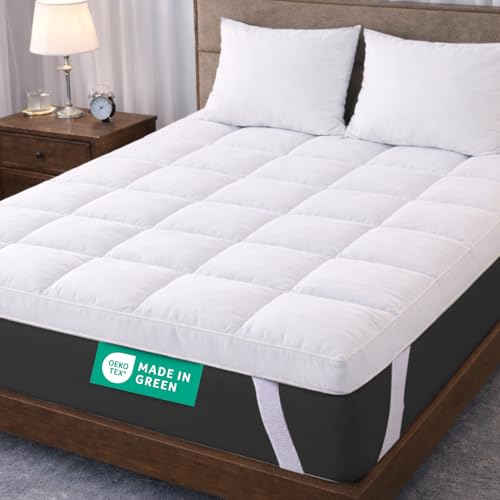 ACRALI HOME Small Double Mattress Topper 4 Inch/10cm Quilted, Hypoallergenic Thick Breathable Mattress Topper Small Double Bed Extra Deep with Strong Corner Straps for Luxury Comfort