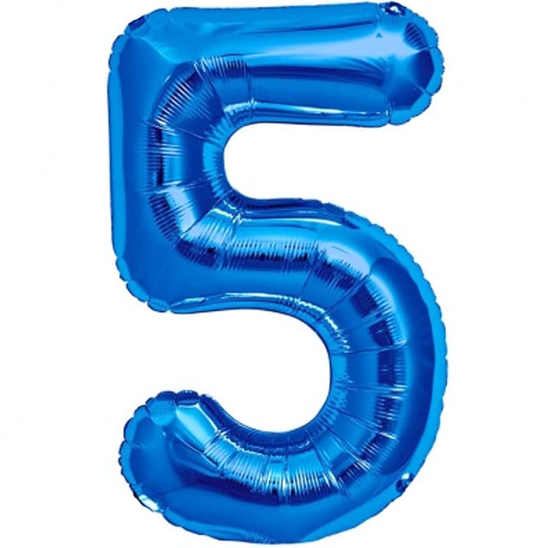 Jonami Number 5 Blue XXL Giant Foil Balloon 40 Inch, Self-Sealing Birthday Party Balloon for Helium or Air Fill