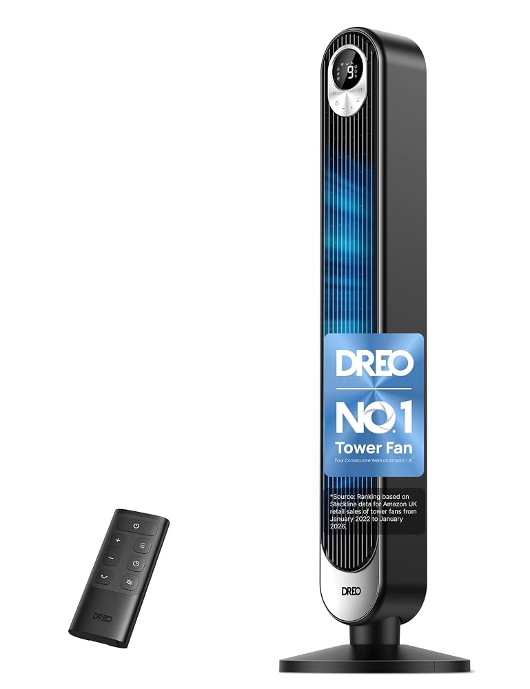 Dreo 42 Inch Tower Fan, DC Motor Energy Saving Standing Fan for Bedroom