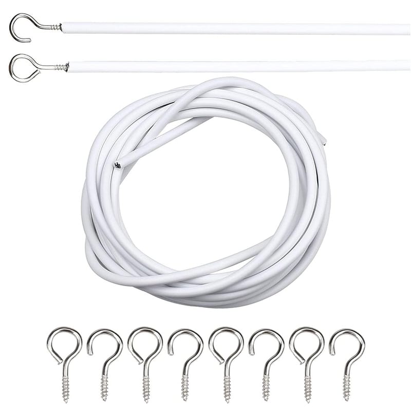 Adjustable Window Curtain Wire Kit with Hooks & Eye Screws