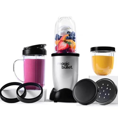 nutribullet magic bullet Starter Kit - All-in-one Food Processor & Blender - 10,000 RPM Speed - 4 Piece Kit with High Torque Power Base, Tall Cup & Flip Top Lid & Cross Blade - For Meal Prep