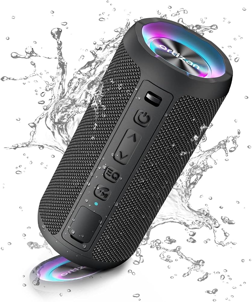 Ortizan Bluetooth Speaker, Portable Wireless Speaker with LED Light, Louder Volume & Enhanced Bass, IPX7 Waterproof, 30H Playtime