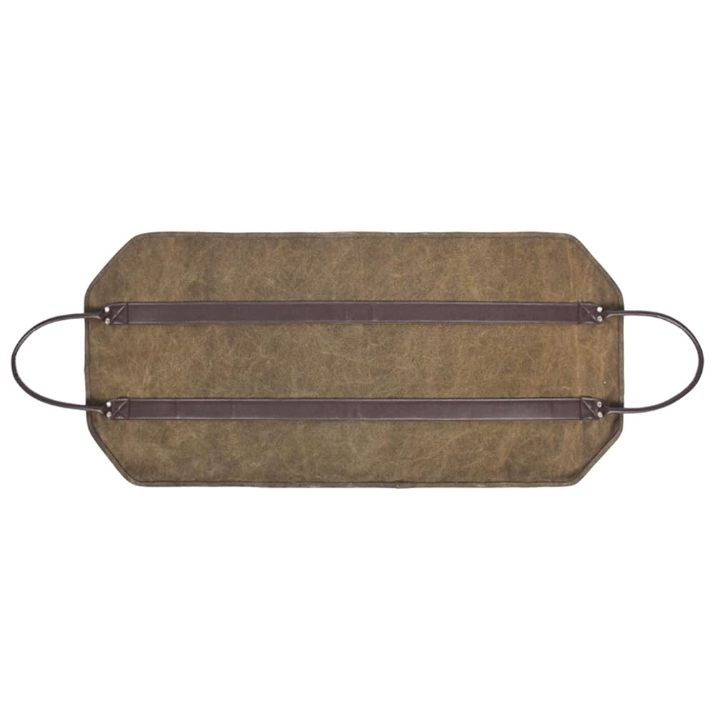 kdjsic Log Carrier, Fire Wood Carrier, Firewood Log Holder, Waxed Canvas Tote Bag with Leather Handle