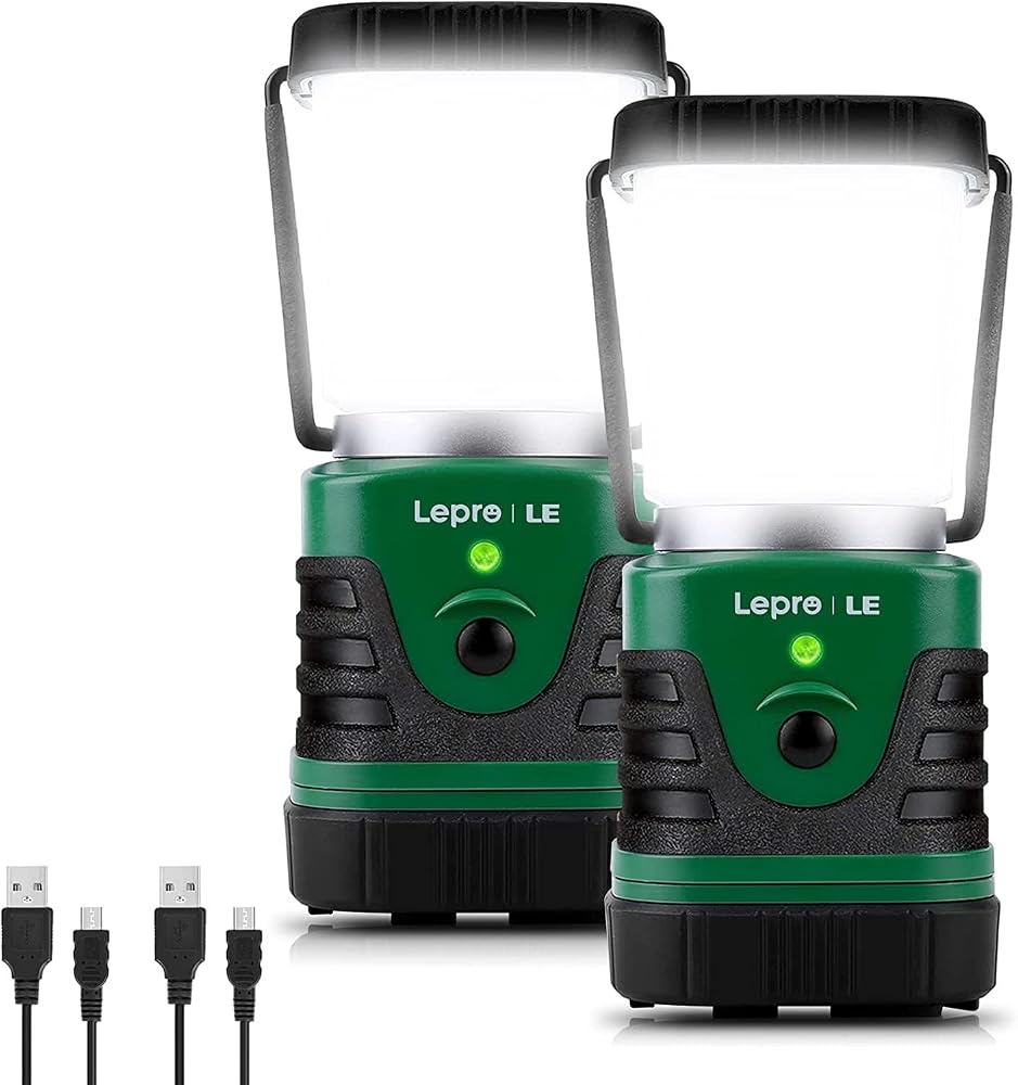 LE Camping Light Rechargeable, 1000 Lumen, Warm & Cool Light, 2-Pack | 4400mAh Power Bank, Type-C USB, Super Bright Dimmable Camping Lantern, Rechargeable Lantern for Power Cuts, Emergency, Tents