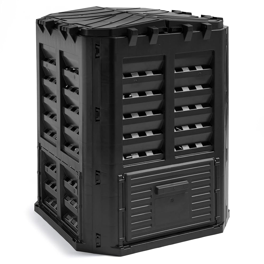VonHaus Compost Bin for Garden 360L, Slatted Design with Aeration, Rainwater Collection