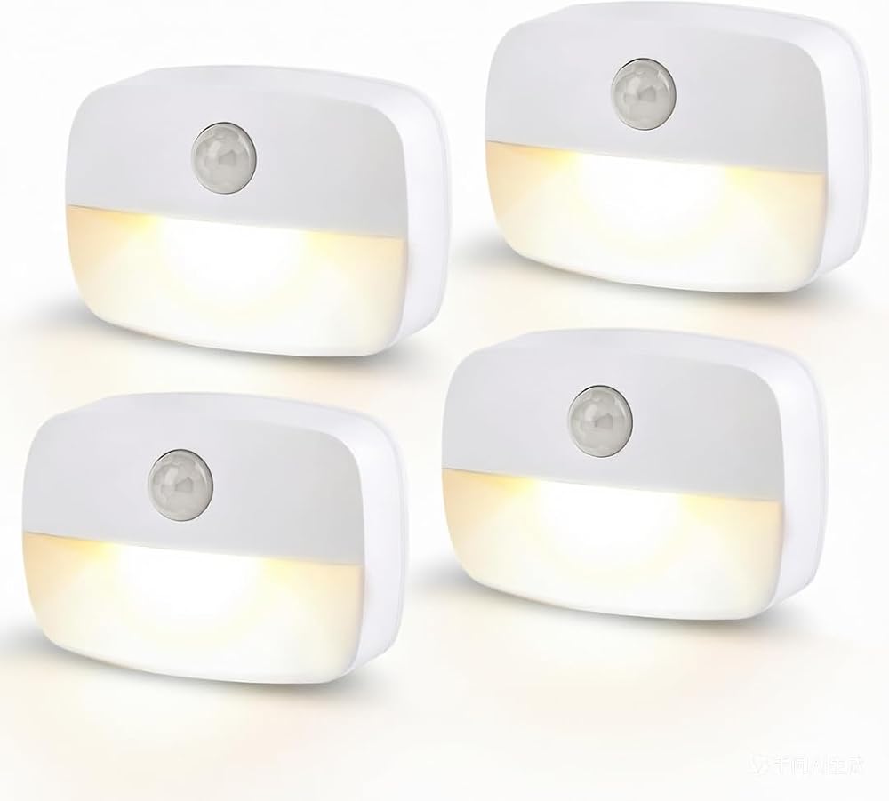 AmmToo Motion Sensor Night Light (4 Pack), Battery Operated Stick-On LED, Auto On/Off