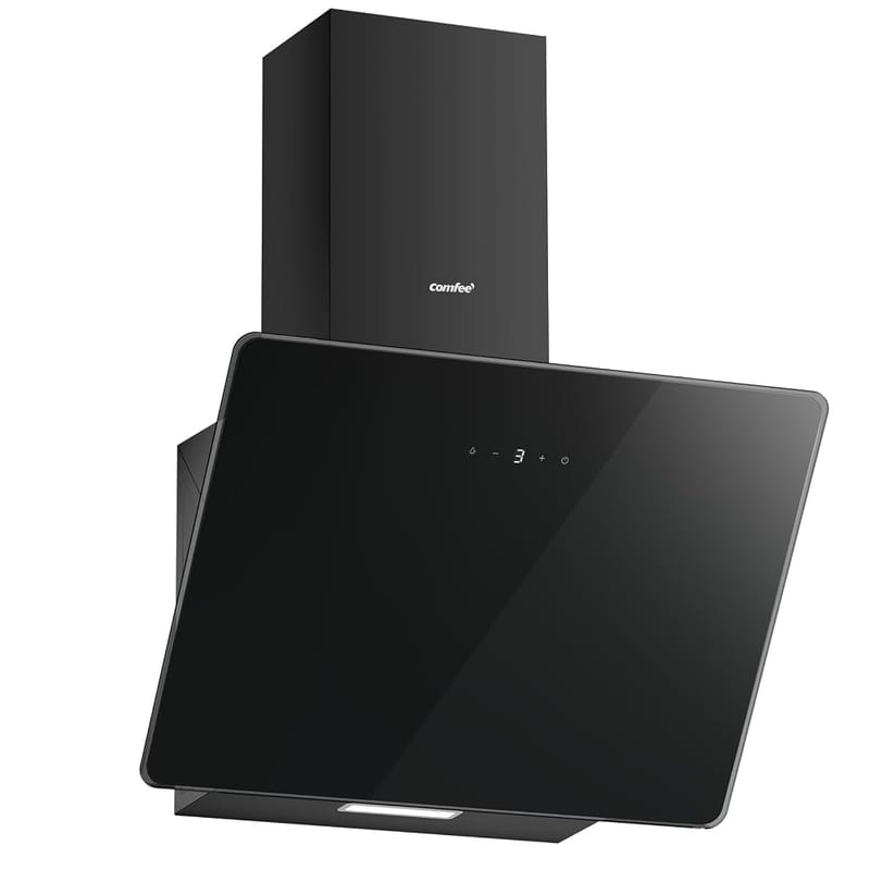 COMFEE' 60cm Angled Cooker Hood, Wall Mounted - Black