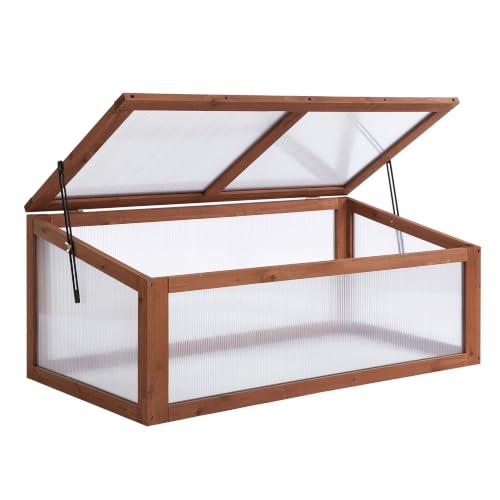 Outsunny Wooden Cold Frame Greenhouse for Plants 100 x 65 x 40cm Brown