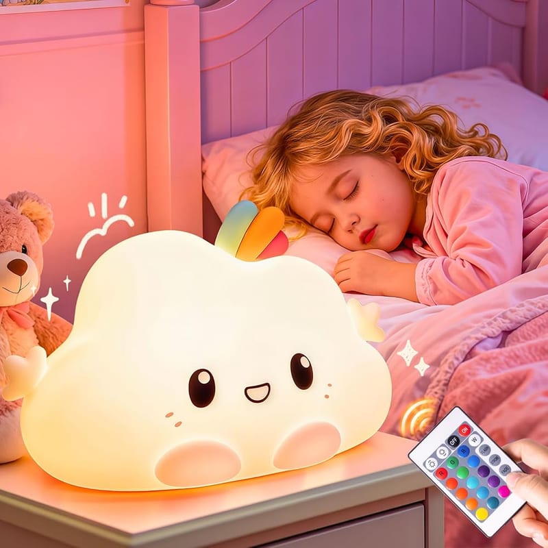 One Fire Baby Night Light Kids, 16 Colours, Remote Control, Silicone, Dimmable, 12H Use, Rechargeable Nightlight Bedroom Lamp