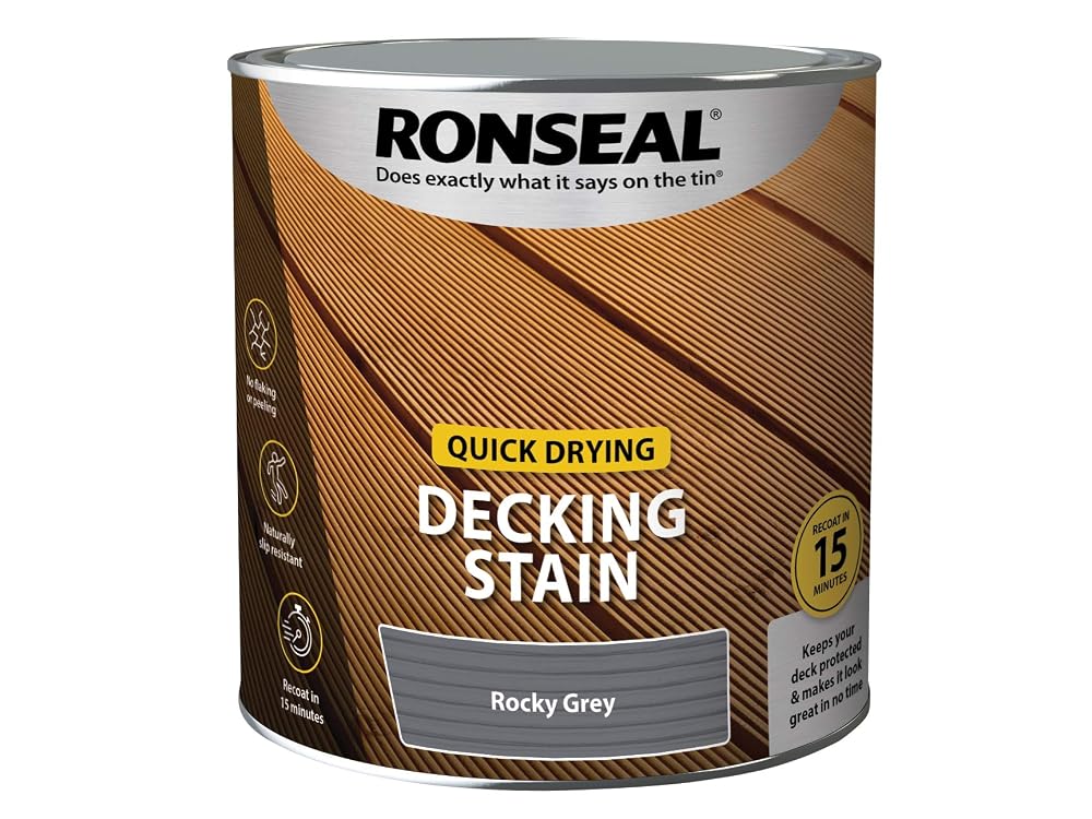 Ronseal Quick Drying Decking Stain, Rocky Grey, 2.5L