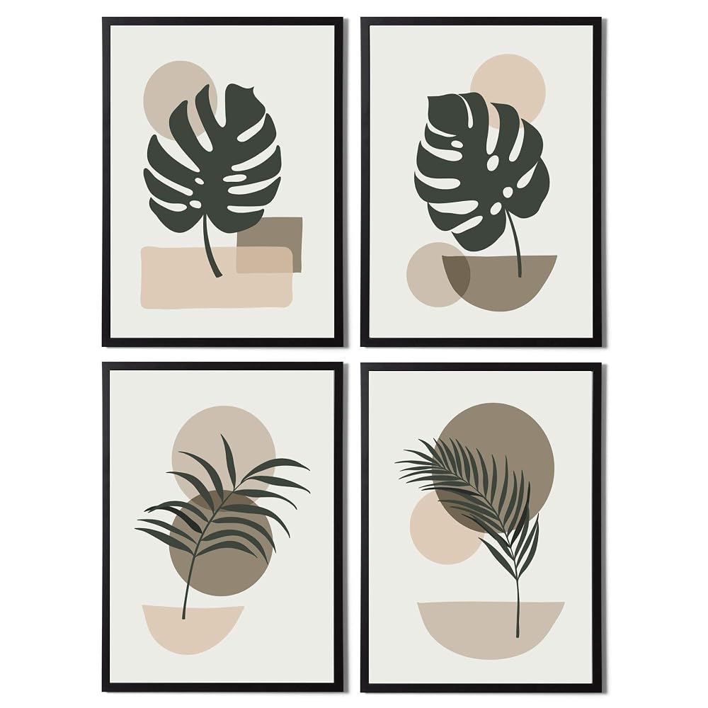 State Media Vision Minimalist Abstract Wall Art Set of 4 - Modern Home Decor Abstract Prints Collection - No Frame Included