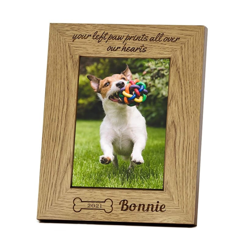 Personalised Photo Frame, Engraved 7x5 Wooden Photo Frame Gift for Pets, Memorial Keepsake for Animal Lovers
