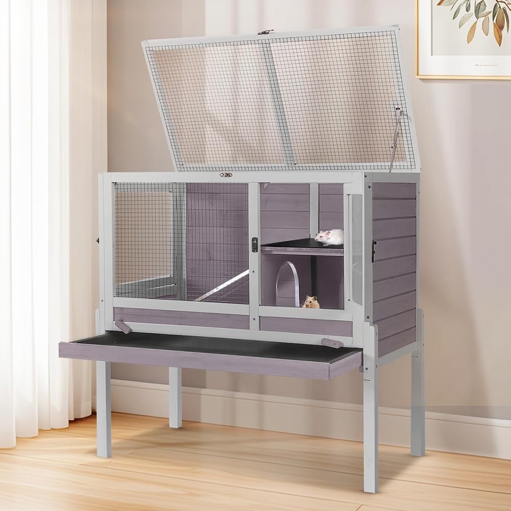 Aivituvin Ferret Cage, 5-Level Small Animal Habitat for Chinchilla, Squirrel, Rats and Gerbils, with Hideout