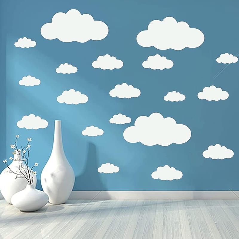 Cloud Wall Stickers, Big Clouds Wall Decor Vinyl Art Design for Teen Kids Bedroom Playroom, White
