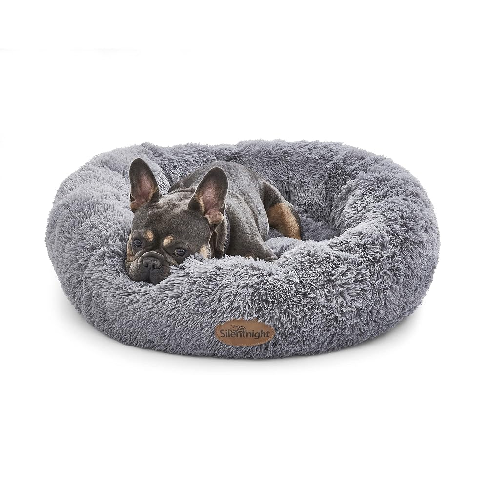 Silentnight Donut Calming Dog Bed - Calming Dog Cat Pet Bed Anxiety Relief Soft Fluffy Doughnut Pillow, Machine Washable, 70cm