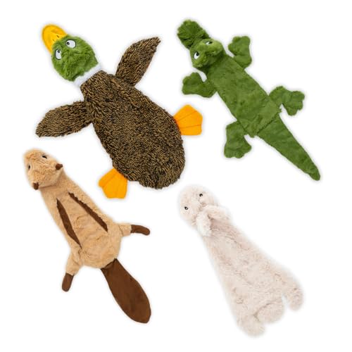 2-in-1 Stuffless Squeaky Dog Toys with Soft, Durable Fabric for Small, Medium, and Large Pets by Best Pet Supplies - No Stuffing for Indoor Play, 6 Figures, size S
