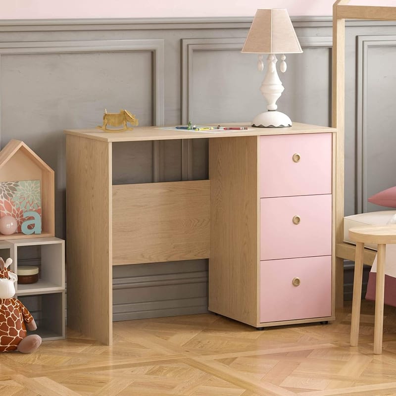 Junior Vida Neptune 3 Drawer Desk, Computer Workstation Dressing Table for Kids Bedroom
