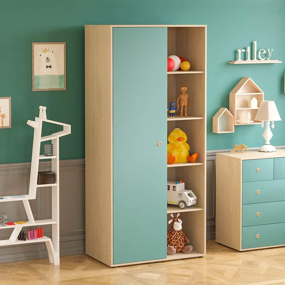 Junior Vida Neptune 1 Door Wardrobe, Children’s Bedroom Clothes Rail Storage