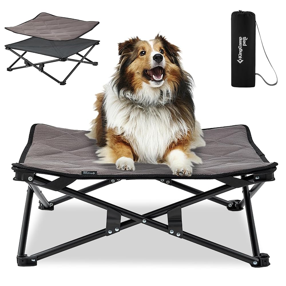 KingCamp Raised Dog Bed Outdoor & Indoor, Elevated Cooling Dog Bed, Foldable, Medium up to 60kg